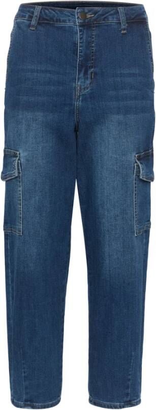 Kaffe Barrel Jeans met Cargo-geïnspireerde Zakken Blauw Dames