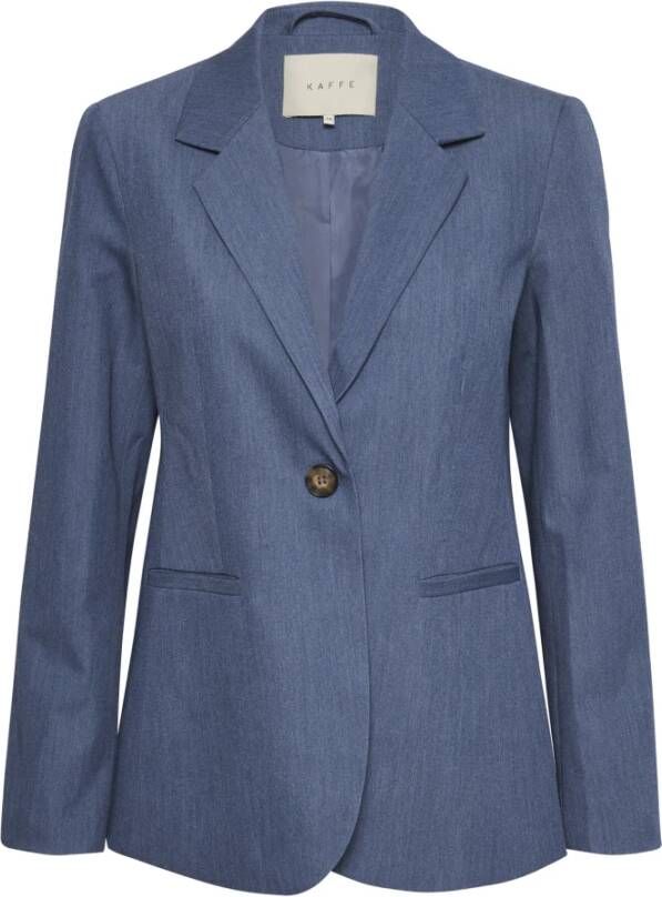 Kaffe Vintage Indigo Blazer met Klassieke Kraag en Knoopsluiting Blue Dames