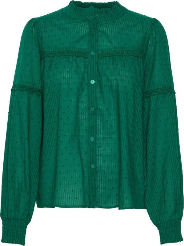 Kaffe blouse Kasille met kant donkergroen