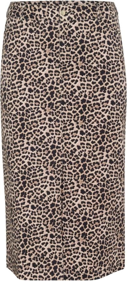 Kaffe Curve Denim Rok Luipaardprint Brown Dames
