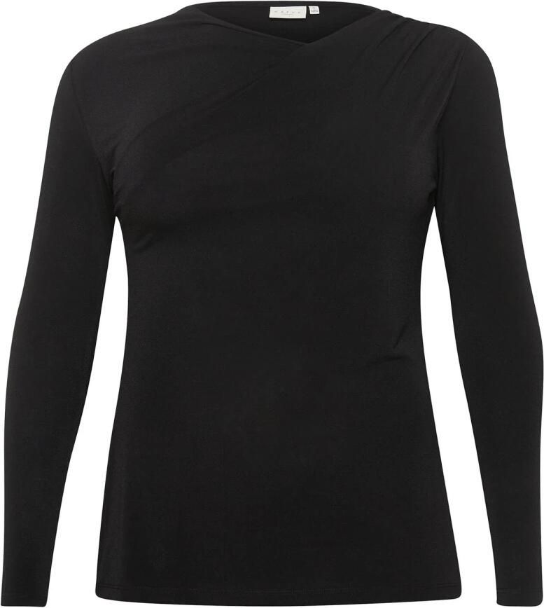 Kaffe Curve Elegante Gedrapeerde Jersey Blouse Zwart Black Dames