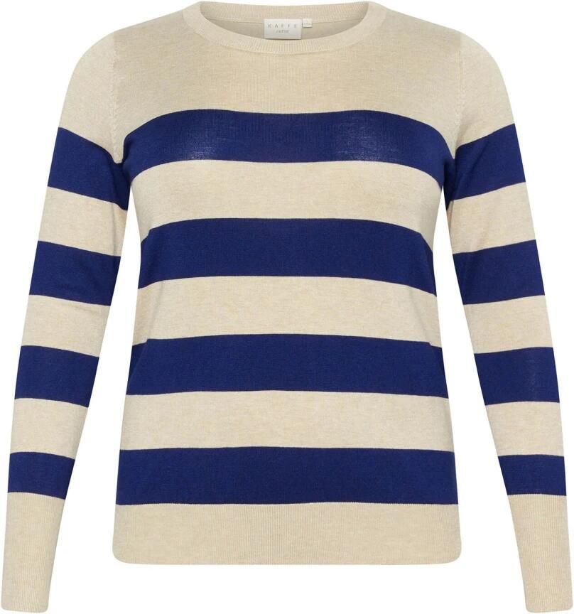Kaffe Curve Gestreepte Gebreide Trui Blauw Grijs Mel. Blue Dames