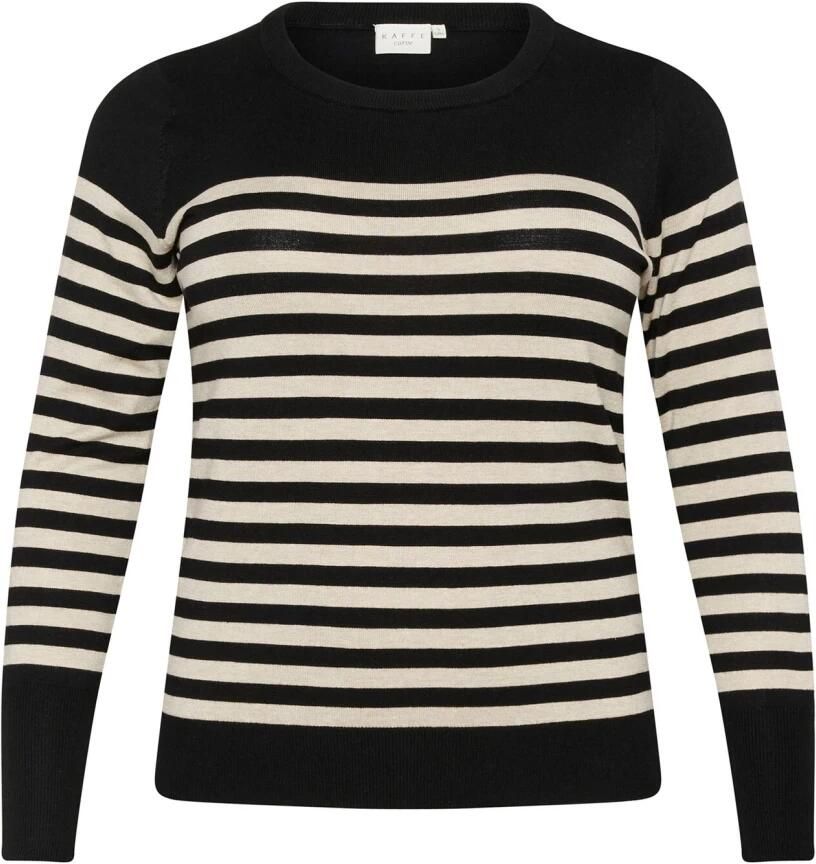 Kaffe Curve Gestreepte gebreide trui in zwart grijs streep Black Dames
