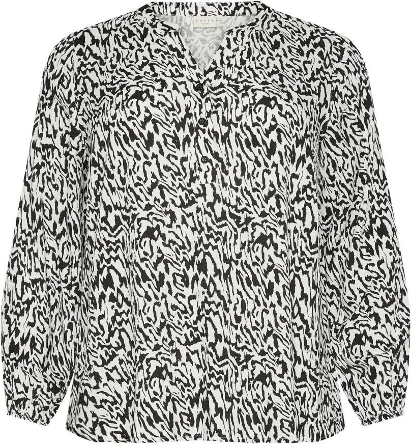 Kaffe Curve Grafische Lijnen Lange Mouw Blouse Black Dames - Foto 4