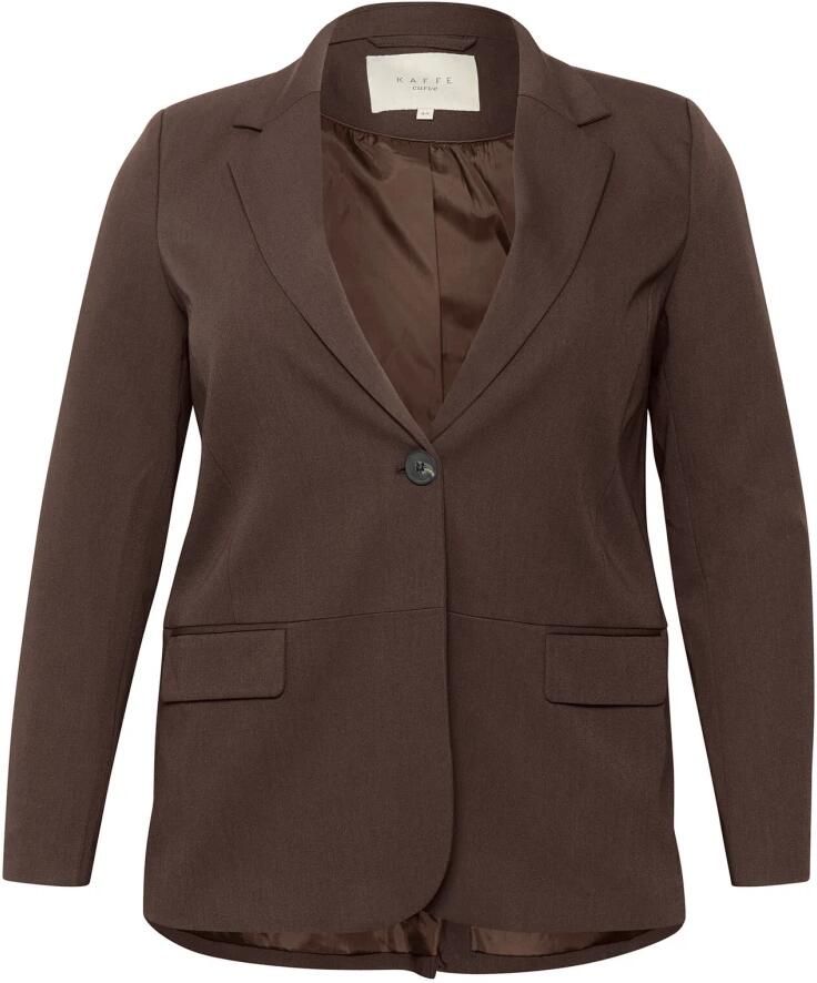 Kaffe Curve Klassieke Blazer met V-Hals en Klepzakken Brown Dames - Foto 2