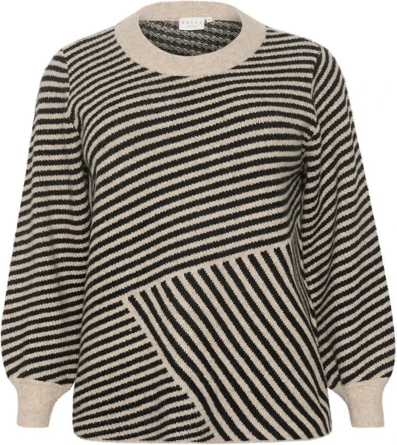 Kaffe Curve Veergrijs Melange Gebreide Trui Black Dames