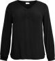 Kaffe Curve Zwart Diep V-Hals Blouse Black Dames - Thumbnail 2