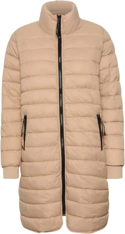 Kaffe Gewatteerde Lange Jas in Rookgrijs Beige Dames