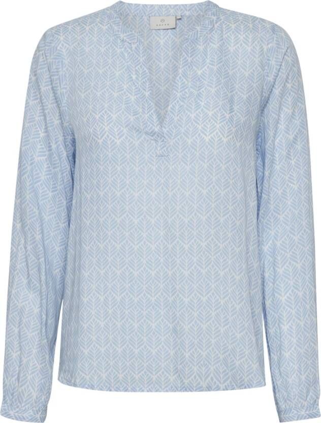 Kaffe Blauw Krijt Fan Print Blouse Top Blue Dames
