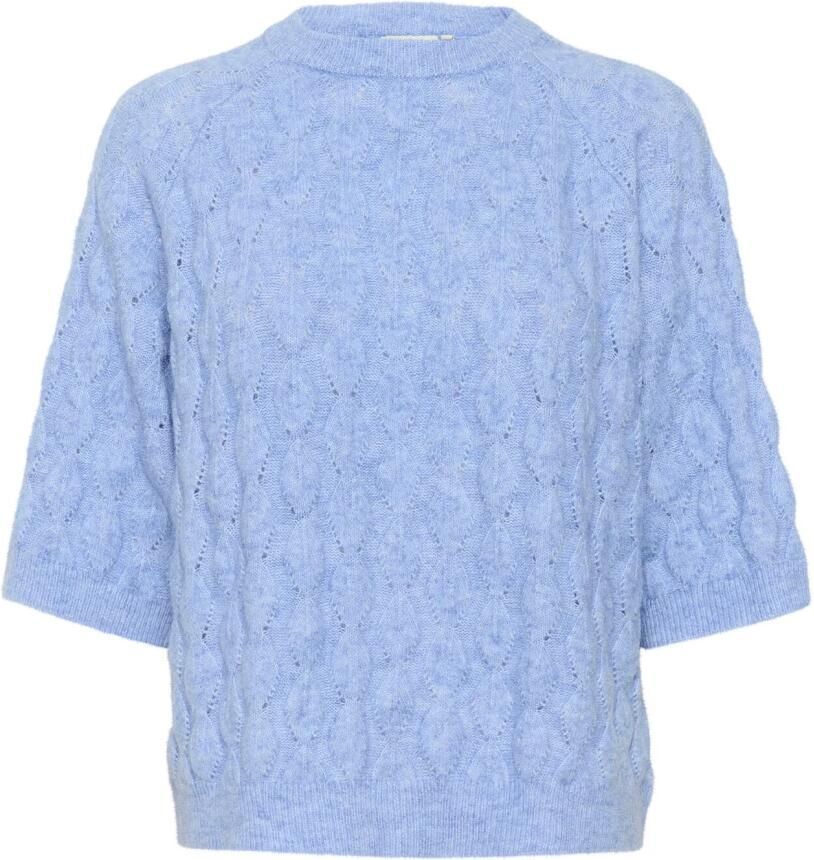 Kaffe Blauw Melange Gebreide Pullover Trui Blue Dames