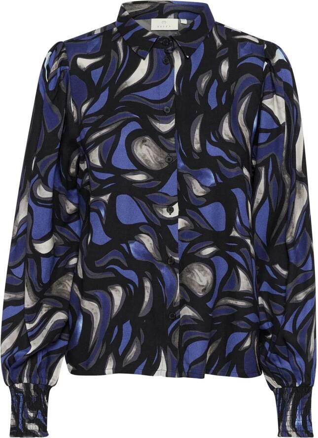 Kaffe Blauw Grijs Abstract Grafische Overhemdblouse Blue Dames