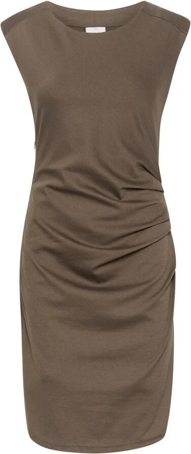 Kaffe Elegante jurk met ronde hals en gedrapeerde effecten Brown Dames