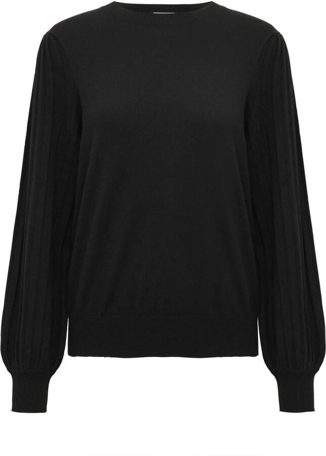 Kaffe Feminine Gebreide Trui met Pofmouwen Black Dames - Foto 1