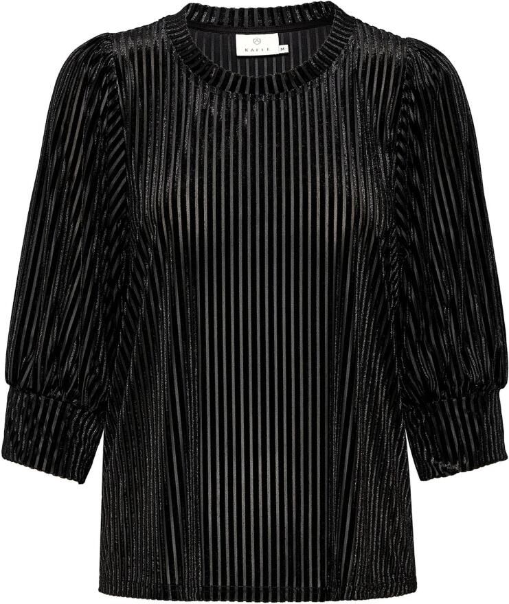 Kaffe Flatterende losvallende blouse met pofmouwen Black Dames