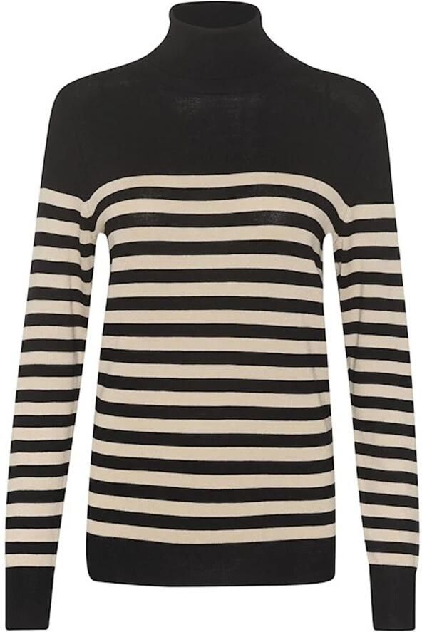Kaffe Gestreepte coltrui Zwart Grijs Black Dames