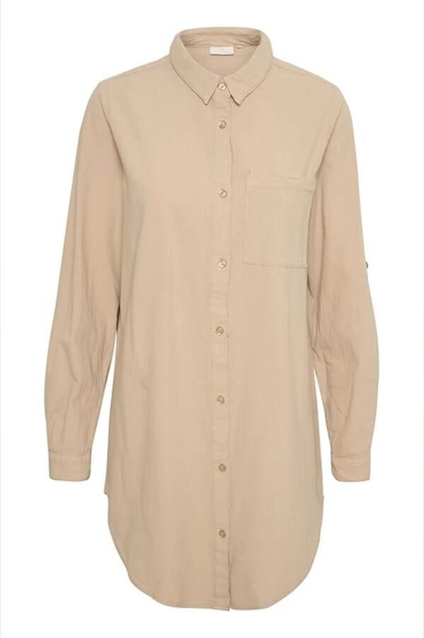 Kaffe Klassieke Sand Shirt Tuniek Top Beige Dames