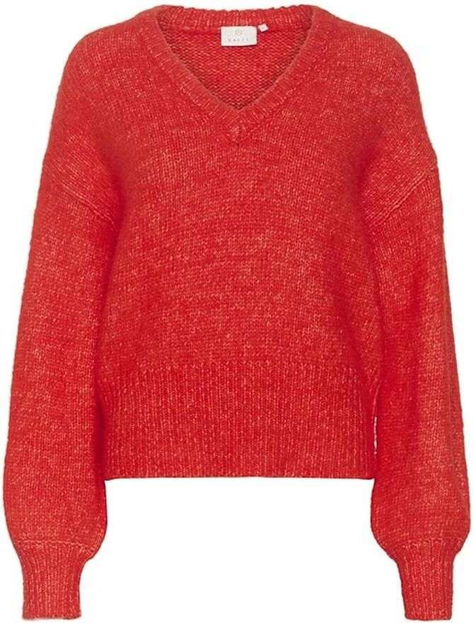 Kaffe Rode Melange Trui met Pofmouwen Red Dames