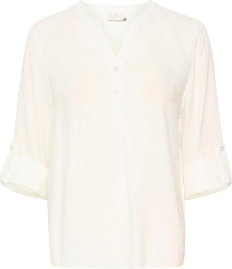 Kaffe Simpele Blouse met V-Hals en Knopen Beige Dames