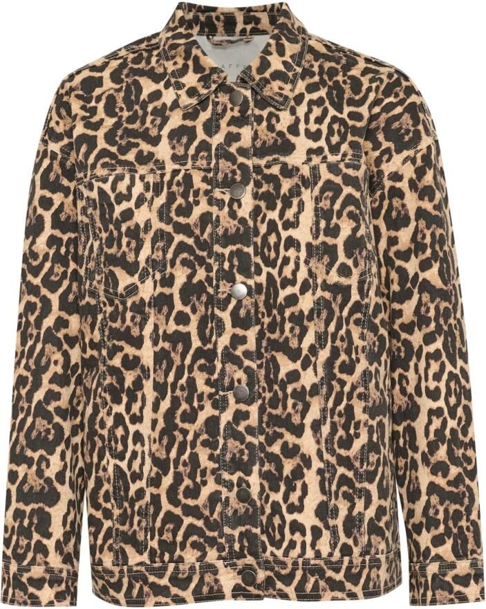 Kaffe Spijkerjasje met Luipaardprint Brown Dames