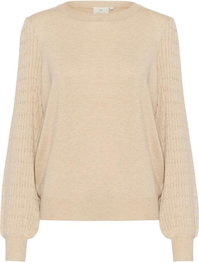 Kaffe Veergrijs Melange Gebreide Trui Beige Dames