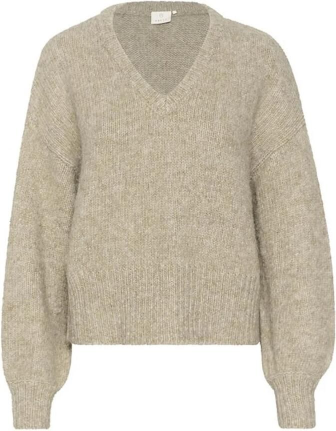 Kaffe Veergrijs Melange Gebreide Trui Beige Dames