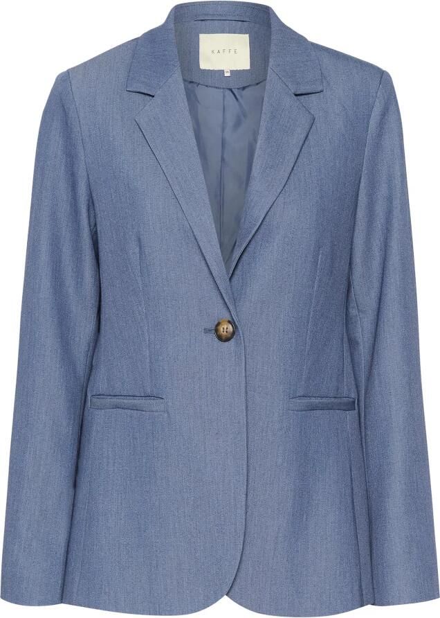 Kaffe Vintage Indigo Blazer met Klassieke Kraag en Knoopsluiting Blue Dames