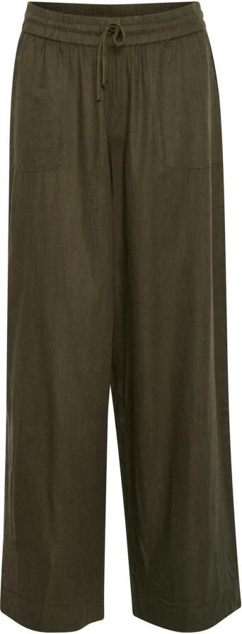 Kaffe Wide leg stoffen broek van een mix van viscose en linnen model 'MILIA'