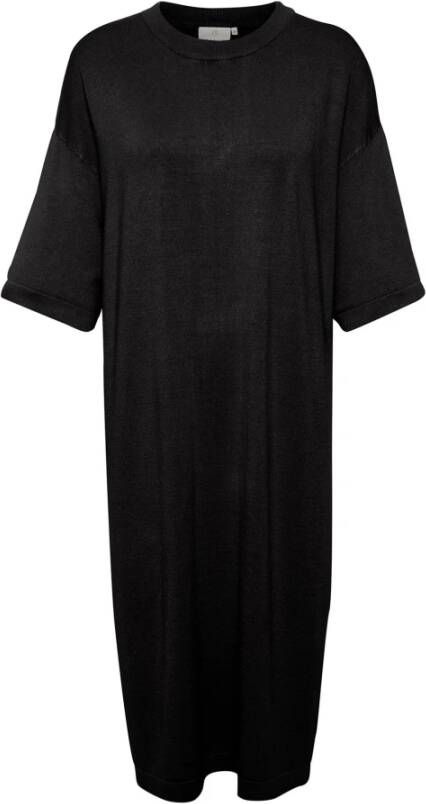 Kaffe Zwart Diep Gebreide Midi Jurk Black Dames