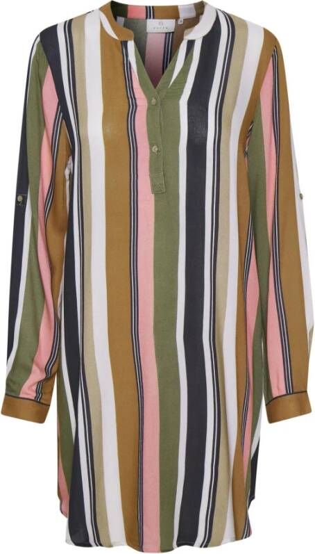 Kaffe Gestreepte Jurk Groen Roze Print Multicolor Dames