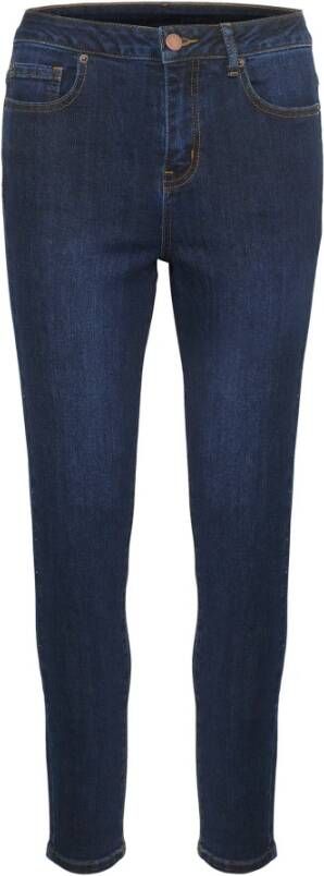 Kaffe Slim Fit High Waist Dark Blue Denim Jeans Blauw Dames