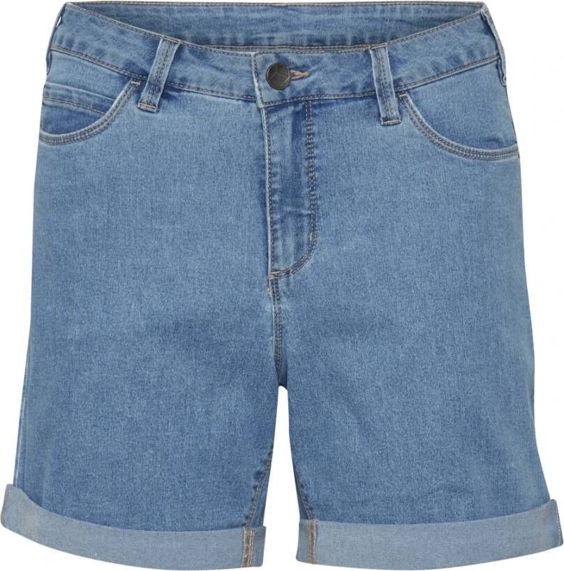 Kaffe high waist regular fit short KAvicky light blue denim