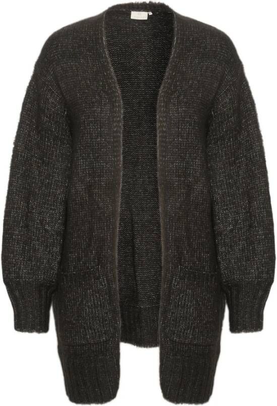 Kaffe Zachte gebreide cardigan met pofmouwen en zakken Zwart Dames