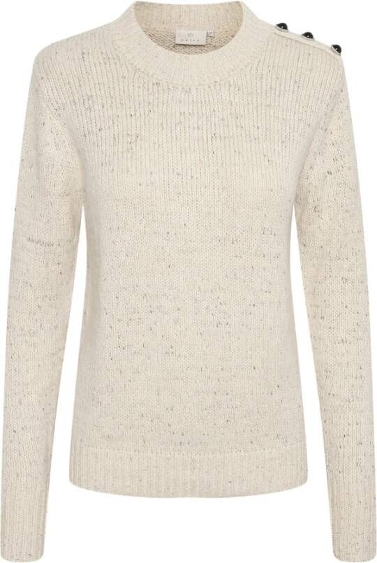 Kaffe Zachte Gebreide Trui met Knoopdetail Beige Dames