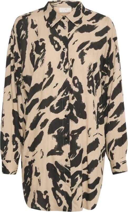 Kaffe Zwart Veren Grijs Leo Oversized Shirt Beige Dames