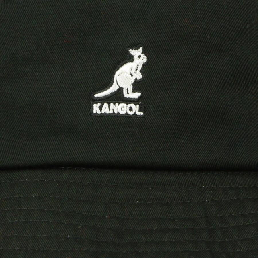 Kangol Zwarte Gewassen Katoenen Bucket Hoed Black Unisex