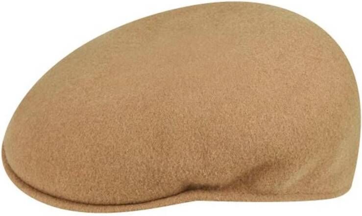 Kangol Platte Pet Kamelenwol Geborduurd Logo Brown