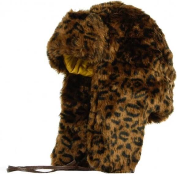 Kangol Winterhoed met luipaardtraporen Bruin Heren