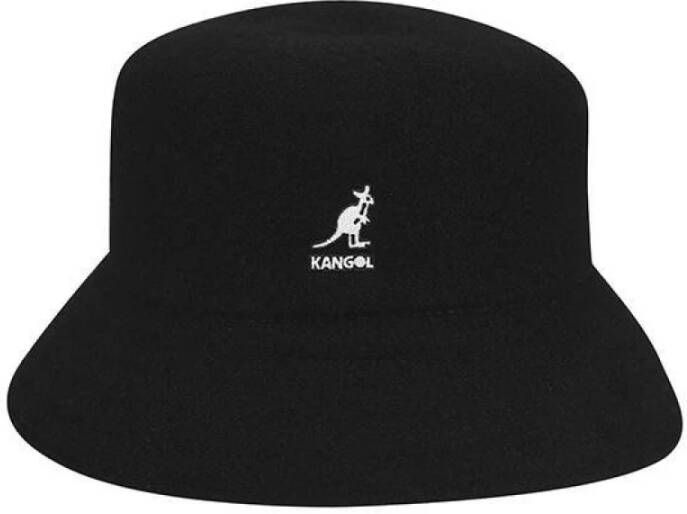 Kangol Zwart Wollen Sjaal met Geborduurd Logo Black Heren