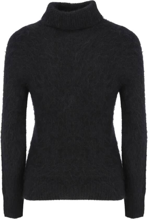 Kangra Zwarte Kasjmiertrui met Hoge Hals Black Dames