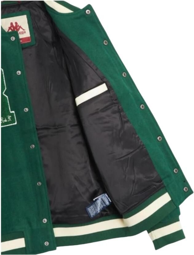 Kappa Wollen Herenjas met Leren Inzetstukken Green Heren - Foto 2