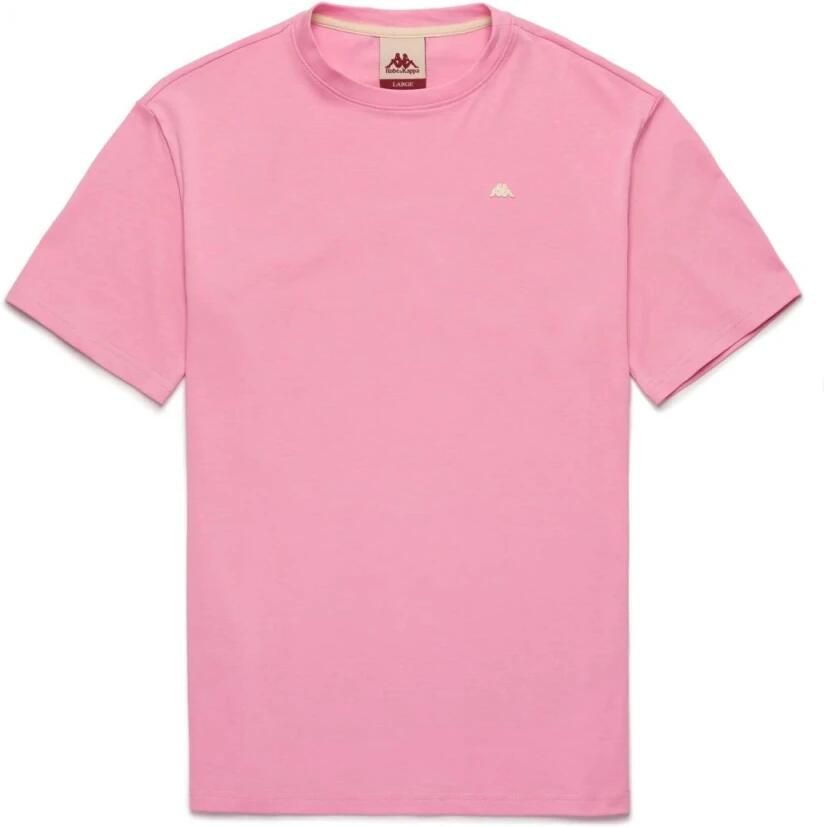 Kappa Katoenen T-shirt met Geborduurd Logo Pink Heren