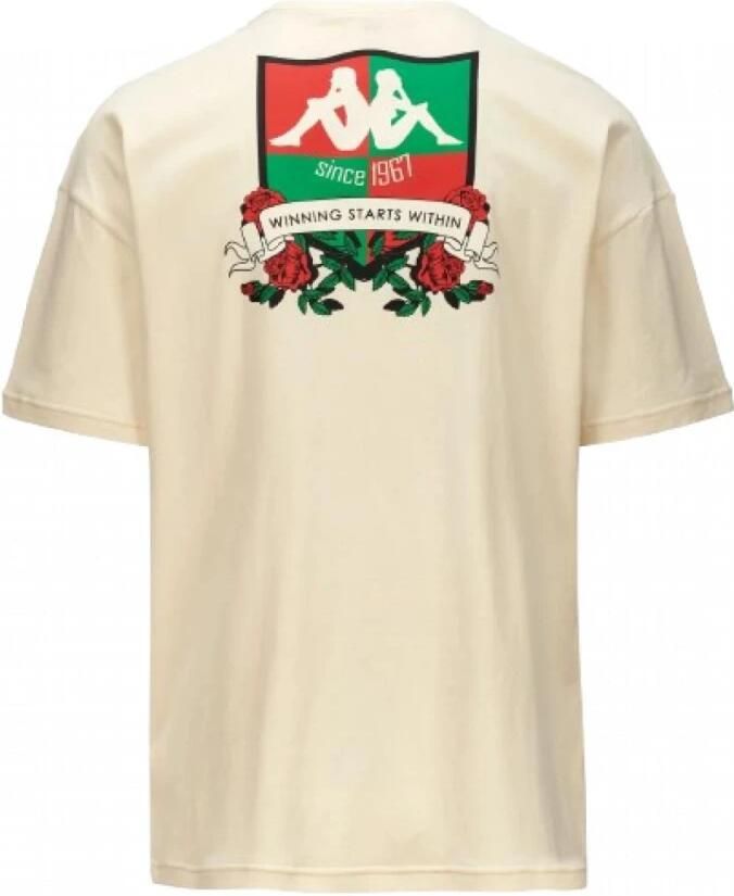Kappa Katoenen T-shirt met Geborduurde Grafische Beige Heren