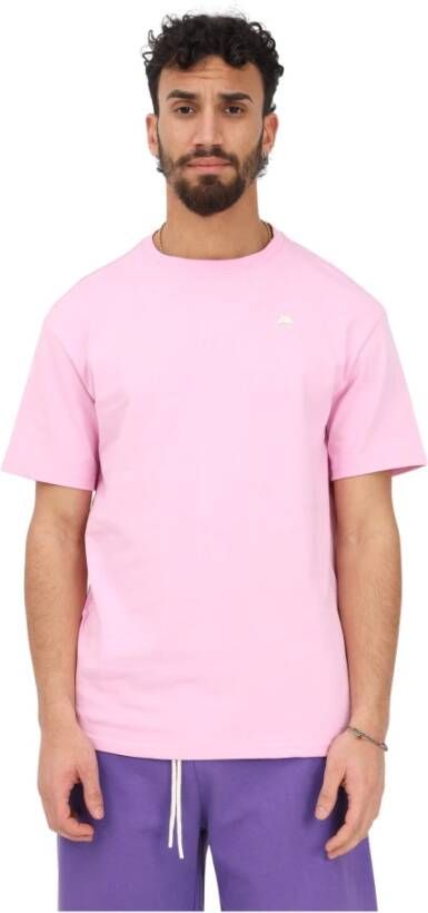 Kappa Katoenen T-shirt met Geborduurd Logo Pink Heren