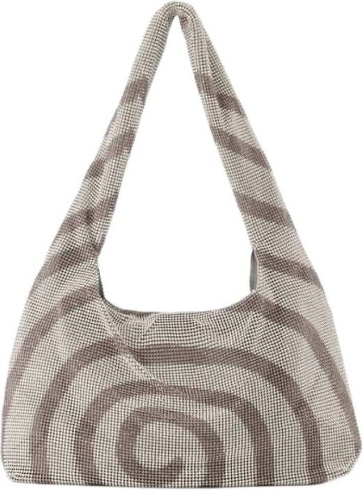 Kara Shoppers Crystal Mesh Hobo Bag Grey Brass in grijs