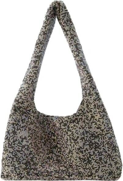 Kara Hobo bags Crystal Mesh Armpit Bag Polyester Black Pixel in zwart