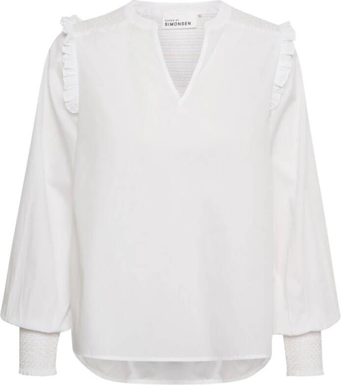 Karen by Simonsen Blouse met ruches en V-hals White Dames
