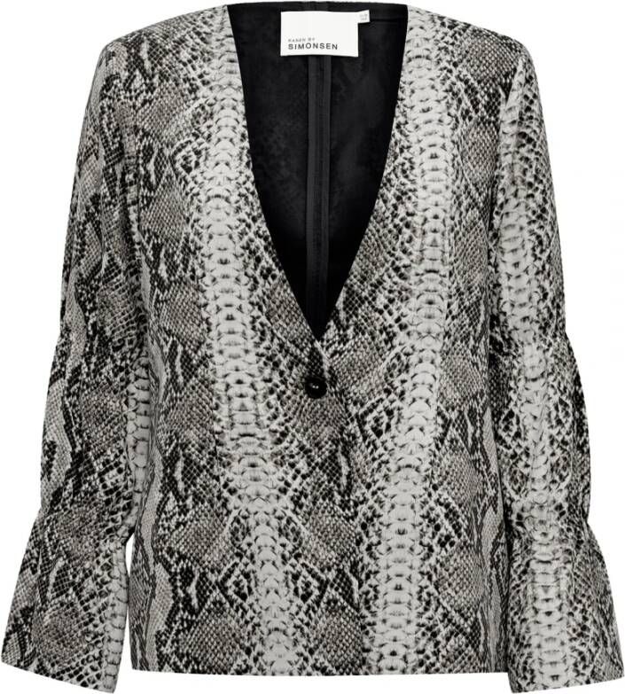 Karen by Simonsen Meteorite Slangenprint Blazer Grijs Dames