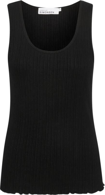 Karen by Simonsen Gekreukte Rand Tank Top Meteoriet Black Dames