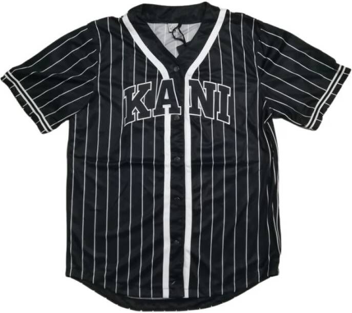 Karl Kani Serif Pinstripe Baseball Shirt Korte mouwen Kleding black white maat: XL beschikbare maaten:S M L XL