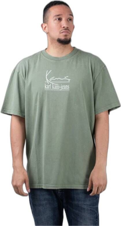 Karl Kani T-shirt Signature Washed Destroyed Groen Heren